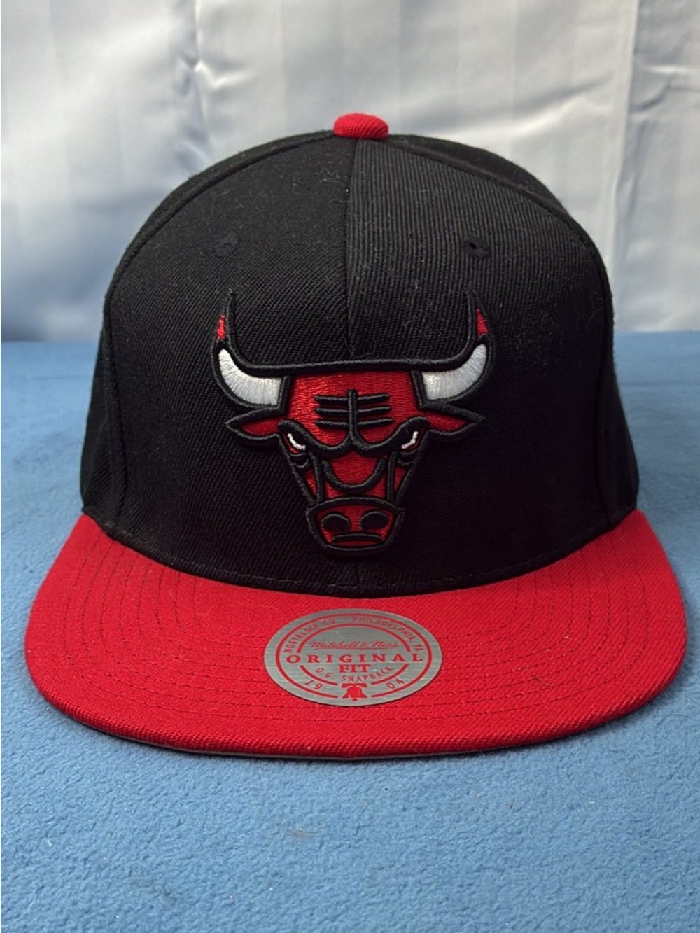 Mitchell & Ness Black and Red Bulls Snapback Hat